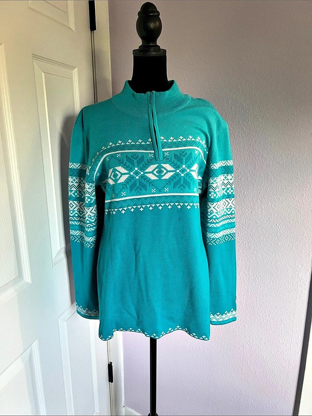Obermeyer Women's Geometric Knit Pullover Blue Size XL